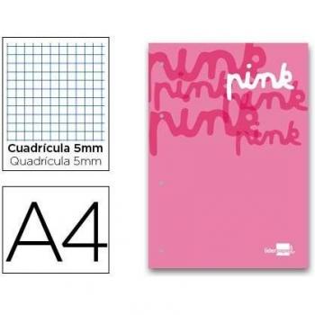 Bloc encolado liderpapel cuadro 5 mm rosa A4 natural 100 hojas 100 g/m2.