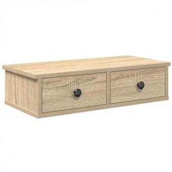 Estante de Pared con Cajones Madera Contrachapada Roble Sonoma 60x25x15 cm