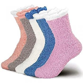 Josnown Calcetines Termicos Mujer, 5 Pares Espesar Esponjosos Calcetines Mujer Invierno, Elásticos Calcetines Calentitos para Casa Mujeres y Niñas, Tamaño 35-41