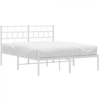 Estructura de cama de metal con cabecero blanca 120x200 cm Vidaxl