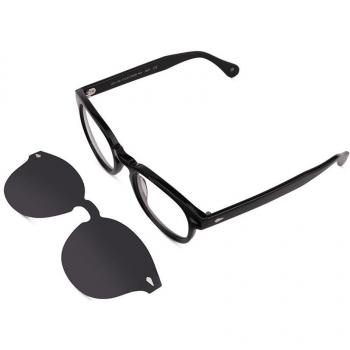 Gafas Clip-On Ovaladas de Plástico Negras para Hombre - Lentes Recetadas Anti-Azules - SmartBuy Collection
