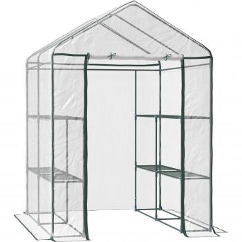 Invernadero Outsunny Transparente de Jardín con 3 Pisos 143x143x195cm Marco Acero
