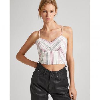 Top Priscila Pepe Jeans - Blusa de mujer con estampado multicolor y escote corazón