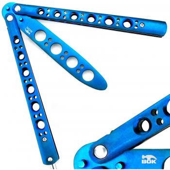 Bokhammer - Navaja Balisong, de mariposa, azul, navaja para entrenamiento