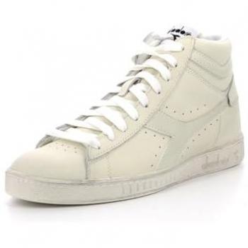 Diadora Game L High Waxed Unisex Sneakers - White, Size 9 US