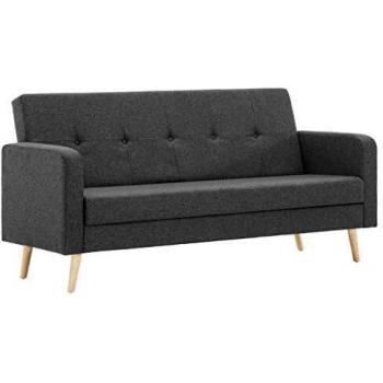vidaXL Sofá Cama de Tela Gris Oscuro Mueble Sillón Somier Asiento Silla Salón