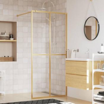 Mampara de ducha de vidrio transparente ESG 80x195 cm dorado