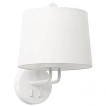 Lámpara Aplique Montreal - Cuerpo de Acero, Pantalla de Tela Blanca, E27, Dimensiones 32 Cm