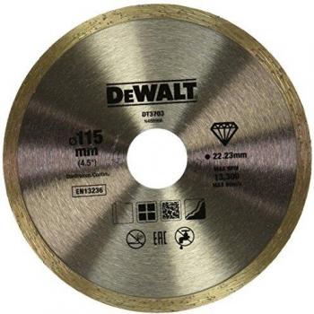 Dewalt DT3703-QZ DT3703-QZ-Disco de Diamante para Corte en seco con Borde Continuo 115x22.2mm, para cerámica, 0 W, 0 V