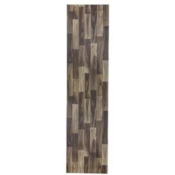 Alfombra de Vinilo Vintage Tadi & Imperio 1979, Madera Oscura Lamas Finas, 50x800 cm