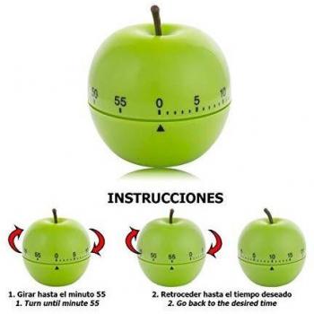 ORYX 5185000 Temporizador Minutero Cocina Manzana Verde 60 Minutos, Plastique