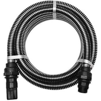 vidaXL Manguera Succión con Conectores Latón 4 m 22 mm Negra Conducto Manguito