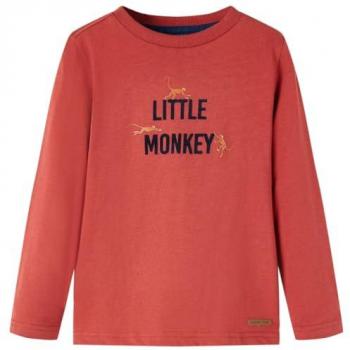 Camiseta Infantil de Manga Larga Estampado de Monitos Jersey Ropa Roja 92