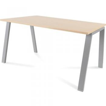 Escritorio Rocada Blanco, H x A x P 740 x 1400 x 800 mm, Decoración de Haya, Armazón Gris - Espacio Amplio, Diseño Moderno