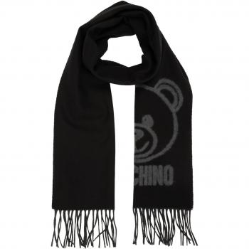 Moschino Teddy Bear Wool Scarf Black Male ONE SIZE