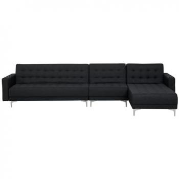 Sofá Esquinero Modular 5 Plazas Acolchado en Tela Gris Grafito con Chaise Longue Izquierda