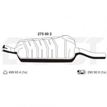 Silenciador intermedio ERNST 275002 para BMW 18307510680, 18307511648, 18307521989, MSD 18307523730, 18307525551