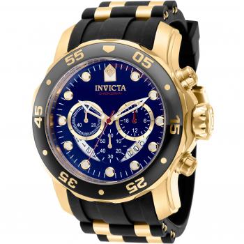 Invicta Pro Diver - SCUBA 37229 Reloj para Hombre Cuarzo 48mm Correa Negro Oro Amarillo Dial Metal Rojo Azul