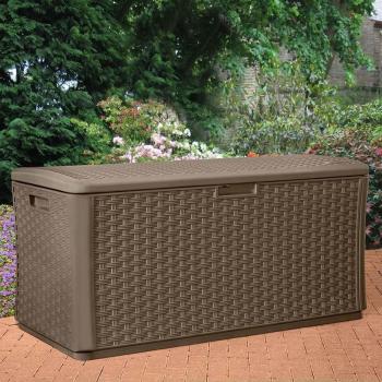 Suncast Java 134 Gallon Resin Wicker Deck Box