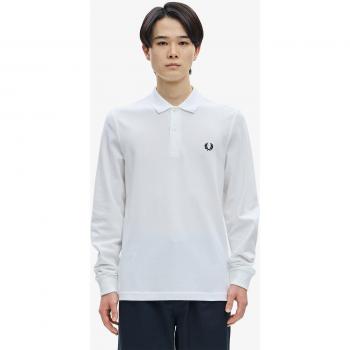 Fred Perry Men's Long Sleeve Plain Signature Polo Shirt - White - Size L
