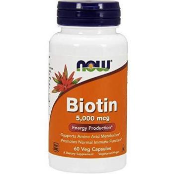NOW Foods Biotin 5000mcg - Vegan Capsules - 60 Count