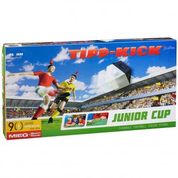 TIPP-KICK Junior Cup con Borde 83x56 cm – Futbolín Listo para Jugar con 2X Jugadores, 2X guardametas, 2X porterías de plástico, 2X balones I Terreno de Juego Hecho de Fieltro