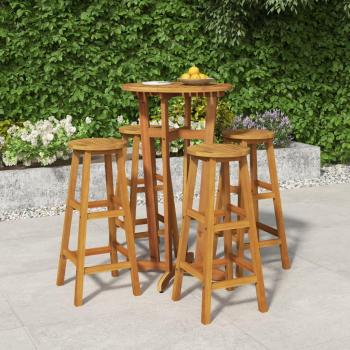 5-Piece Solid Acacia Wood Garden Bar Set
