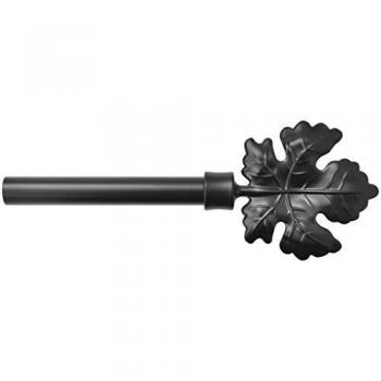 vidaXL Barra de cortina extensible terminales decorativos 2 uds negra