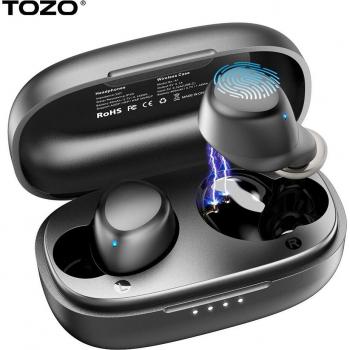 Auriculares Inalámbricos TOZO A1 Bluetooth 5.3, Mini y Livianos con Micrófono Incorporado y Sonido Premium, Compatibles para Orejas Pequeñas - Negro