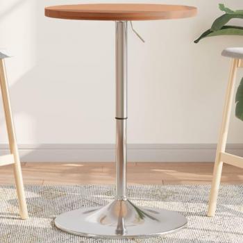 Mesa alta de madera maciza de haya Ø 50x90,5 cm Marrón