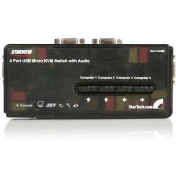 StarTech.com 4 Port Black USB KVM Switch Kit with Cables and Audio (SV411KUSB)