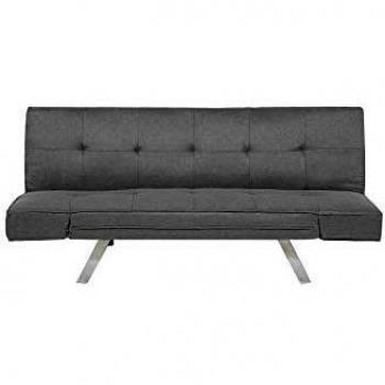 Sofá cama moderno Bristol II tapizado en gris claro, 3 plazas, sin apoyabrazos