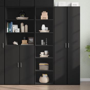 Aparador alto de madera multicapa negro 45x41x185 cm