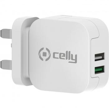 Cargador Rápido Celly Turbo 2 USB 2.4A Blanco para Dispositivos Móviles