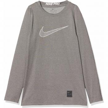 NIKE Boys Pro Top Camiseta Manga Larga, Niños, Carbon Heather/White, S
