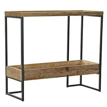 Consola DKD Home Decor Abeto Negro y Metal Marrón Claro (90 x 35 x 80 cm)
