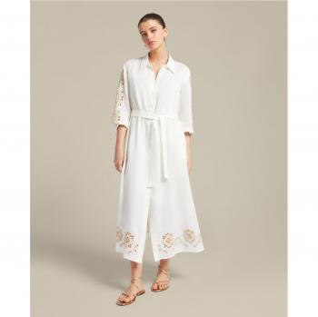 Vestido camisero de lino con bordado Elena Miró