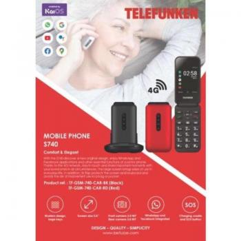 Telefunken Senior Phone S740 512 MB + 4 GB Rojo Teléfono Móvil para Personas Mayores