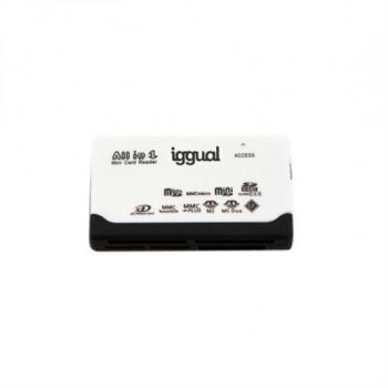 iggual IGG316757 Lector de Tarjetas 64 en 1 USB 2.0 Negro, Blanco