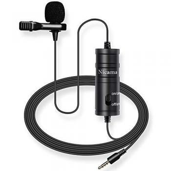 20FT Lavalier Microphone, Nicama LVM1 Clip-On Lav Lapel Video Mic for iPad DSLR Camera Canon Nikon Sony Camcorder Smartphone PC/Audio Recorder ZOOM/TASCAM