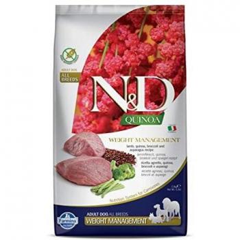 N&D – Quinoa Adult Weight Management de Cordero, Quinoa y brochetas de 2,5 kg