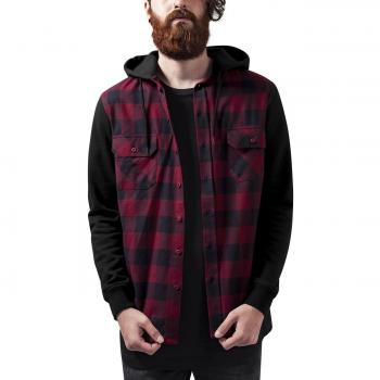 Urban Classics Men's Hooded Checked Flannel Sweatshirt Shirt