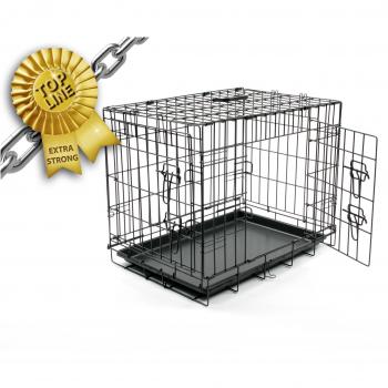 Jaula Metal Negra Extrafuerte 2 Puertas T-XXL 123x77x83 cm para mascotas - Máxima seguridad y espacio, protección perfecta para tu amigo de cuatro patas