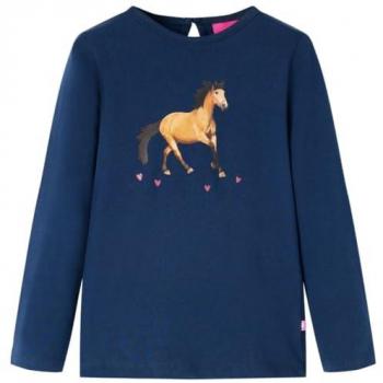 Camiseta Infantil de Manga Larga Estampado de Caballo Jersey Ropa Azul Marino 92