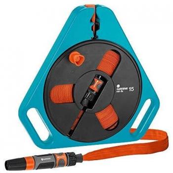 Manguera plana roll-fix Classic 15 de GARDENA con carrete: carrete compacto con manguera