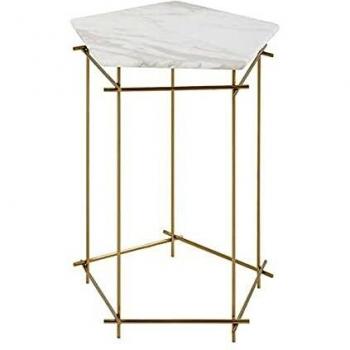 BigBuy Home S0111544 Mesa Auxiliar Penta Mármol, 53 X 51 Cm, Materiales Varios, Multicolor