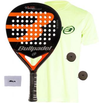 PALA PÁDEL BULLPADEL BLACK DRAGON 3.0 - Pala de pádel, forma lágrima, balance medio, núcleo de goma EVA, superficie de fibra de vidrio, diseño en color negro y detalles en rojo,