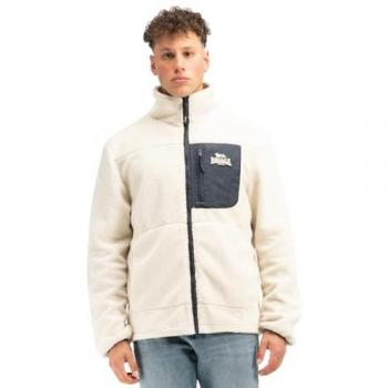 Lonsdale Men's Regular Fit Sherpa Jacket in Ecru/Navy