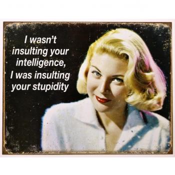 Cartel Metálico Insulting Your Intelligence 40x30cm