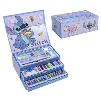 Set de Papelería Coloreable Maletín Stitch - Incluye lápices de colores, marcadores, cuadernos para colorear, goma de borrar y sacapuntas en un maletín portátil con diseño de Stitch